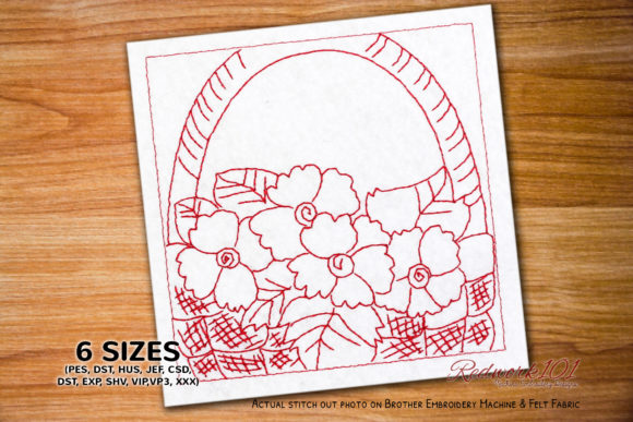 Review: Beautiful Flower Basket Redwork Design