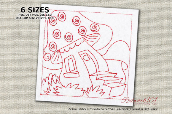 Review: Cartoon Mushroom House Redwork for Holiday Crafts