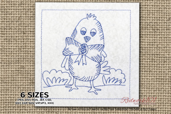 Review: Easter Chick with Bow Redwork for Boutiques