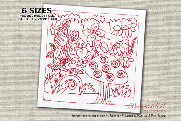 Reviewing Butterfly with Flower Redwork for Etsy